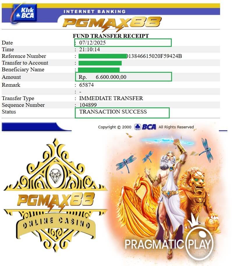 Slip transfer bukti jackpot slot malam itu