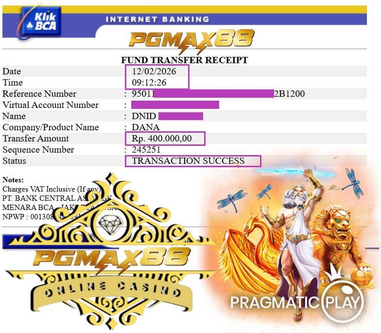 Bukti transfer kemenangan gue yang gila-gilaan