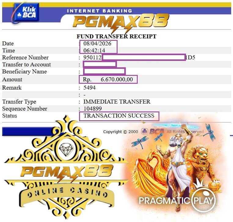 Bukti transfer kemenangan gue yang bikin senyum lebar