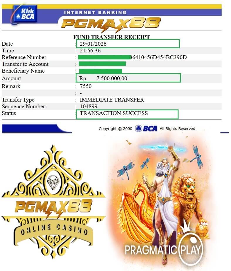 Bukti transfer kemenangan gue dari rival malam kemarin