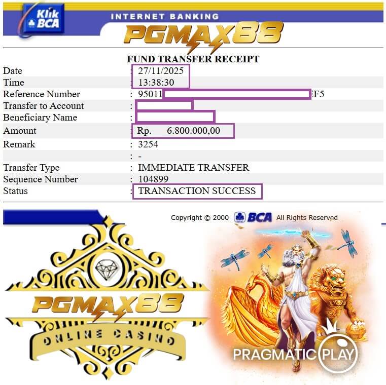 Bukti transfer kemenangan gue yang bikin senyum lebar