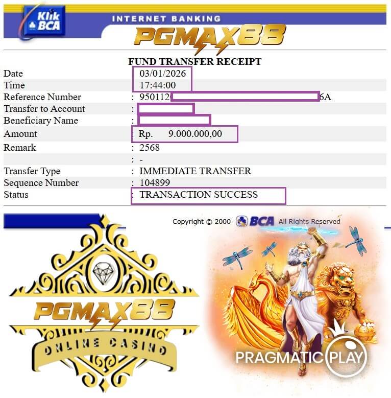 Bukti transfer jackpot slot malam ini