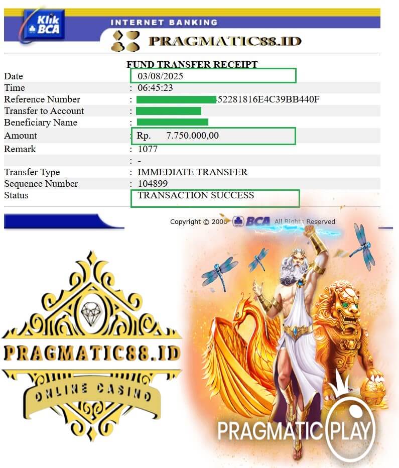 Bukti pembayaran kemenangan Thomas Johnson di Joker123