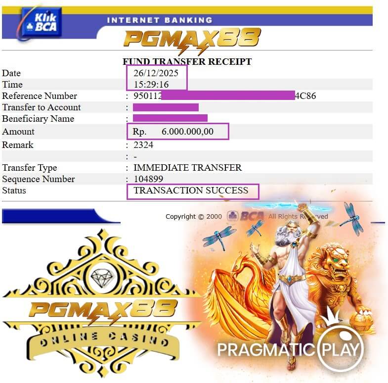 Bukti transfer kemenangan card counting malam Minggu