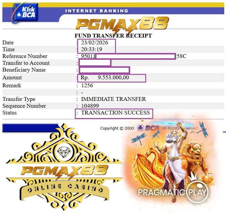 Bukti transfer kemenangan gue dari rival