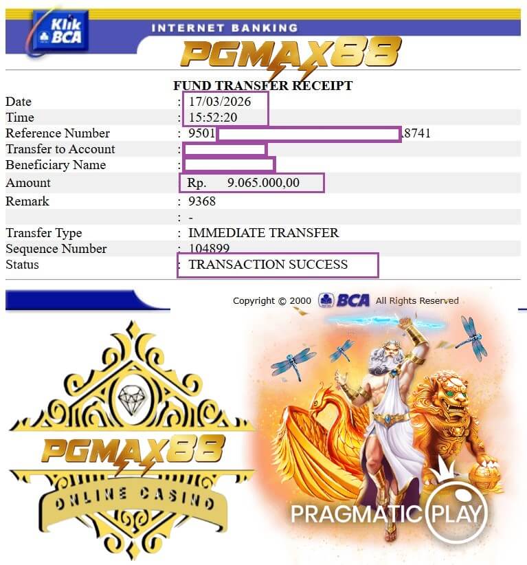 Slip transfer bank bukti kemenangan kami dari rival