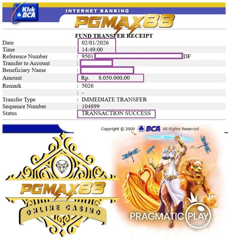 Slip transfer bank bukti kemenangan gue yang bikin senyum lebar