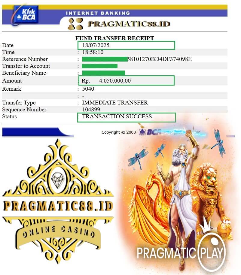 Bukti transfer bank kemenangan John Smith di NTC33