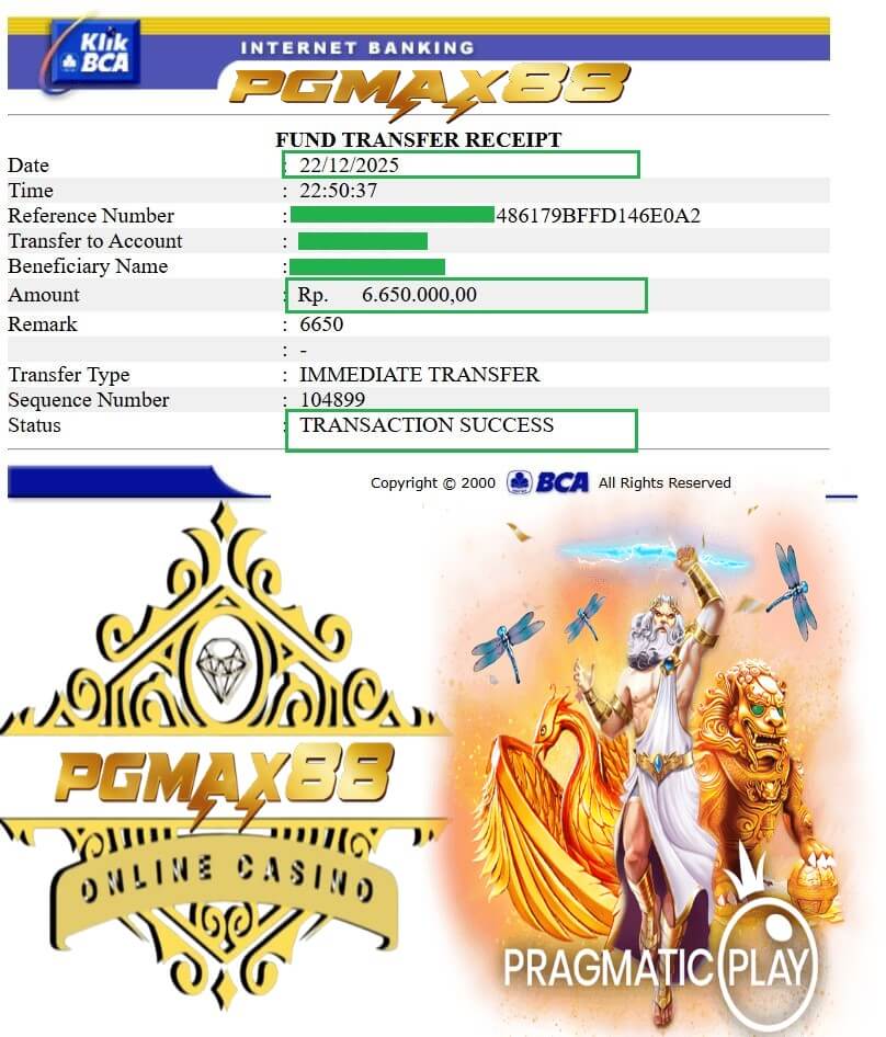 Slip transfer bank bukti kemenangan tengah malam