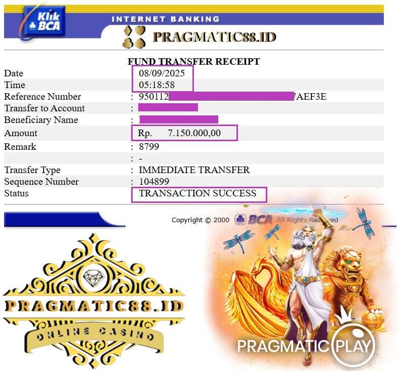 Bukti transfer kemenangan gue dari 918Kiss