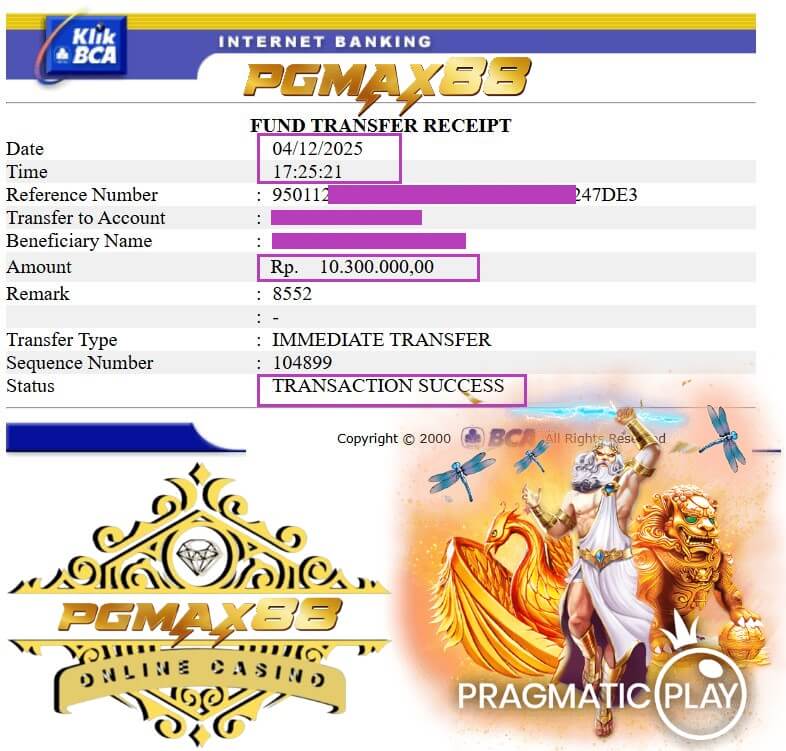 Bukti transfer bank dari Live22, nominalnya bikin senyum lebar