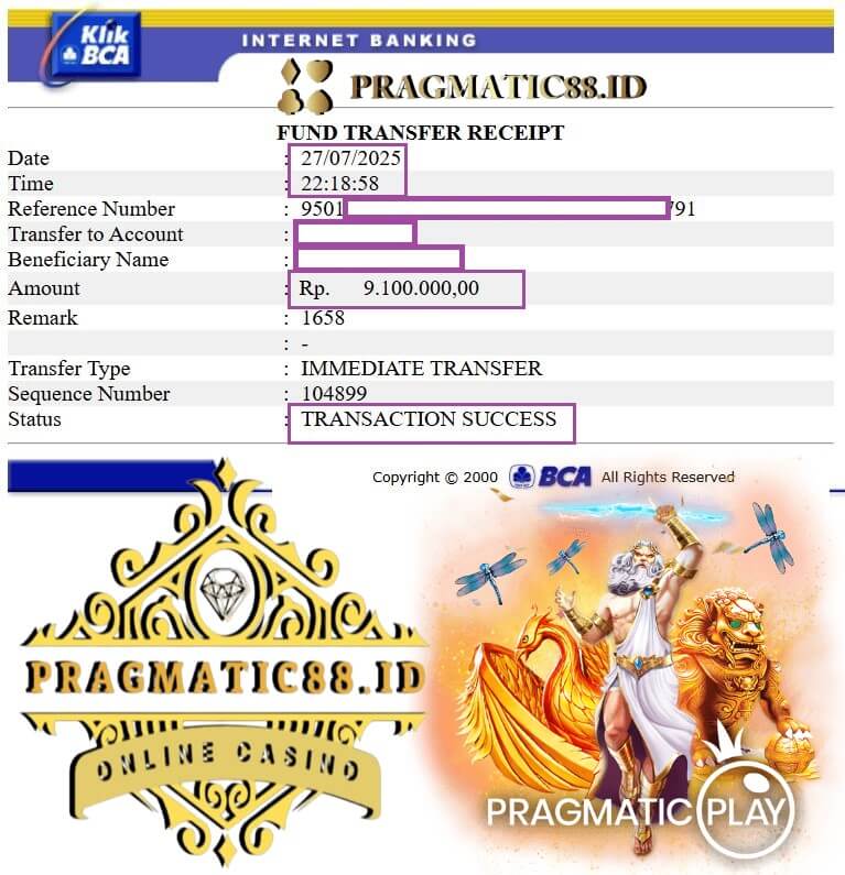 Bukti transfer kemenangan besar gw