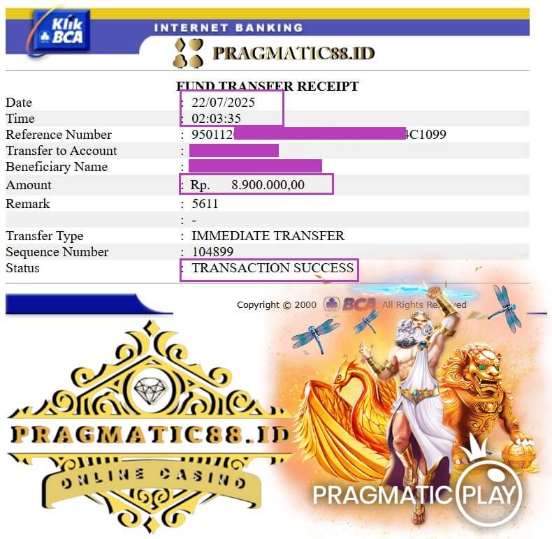 Bukti transfer kemenangan gw