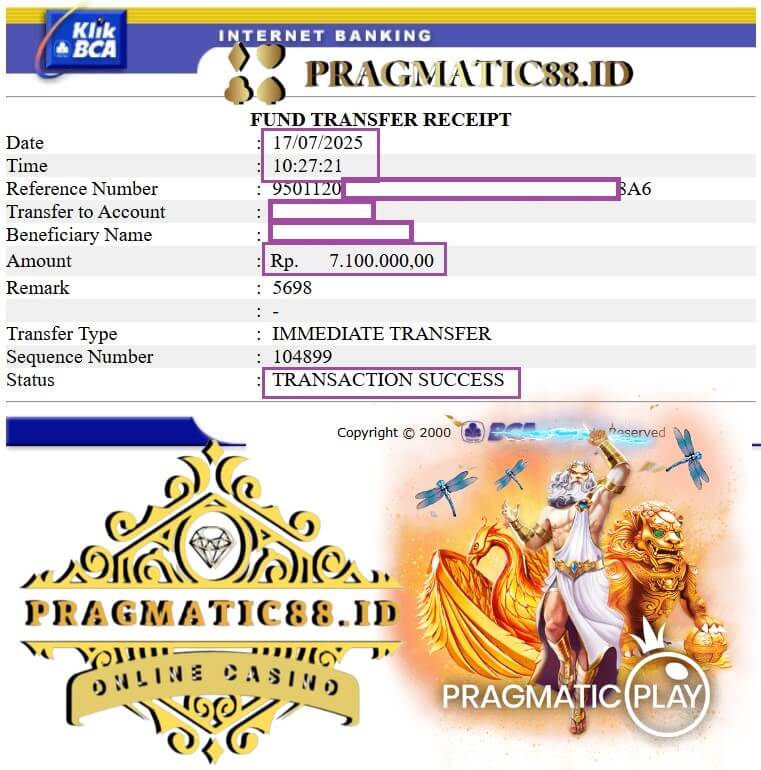 Bukti transfer kemenangan besar gw