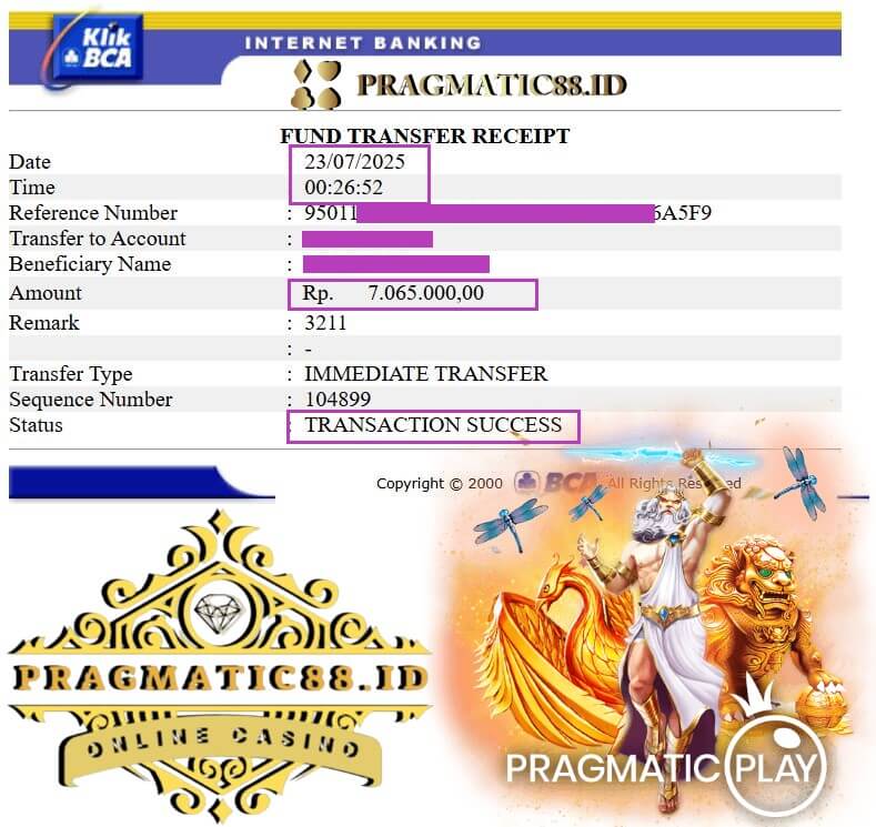 Bukti transfer kemenanganku di Joker123