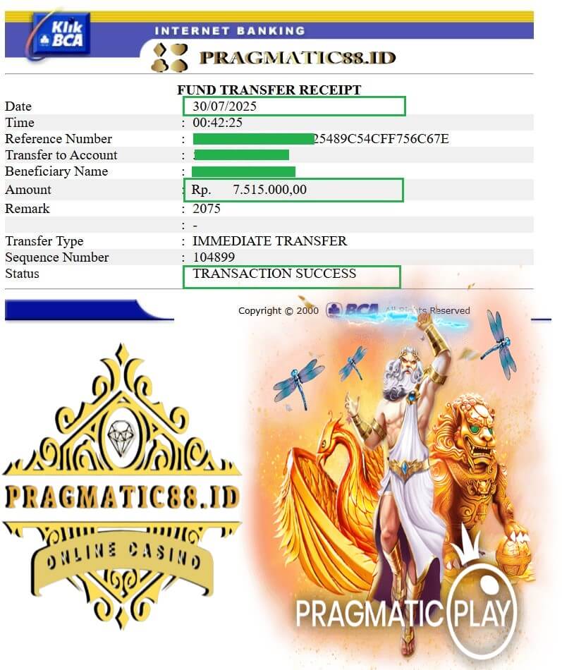 Bukti transfer kemenangan gue