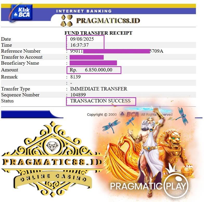 Bukti transfer kemenangan gila-gilaan di Live22