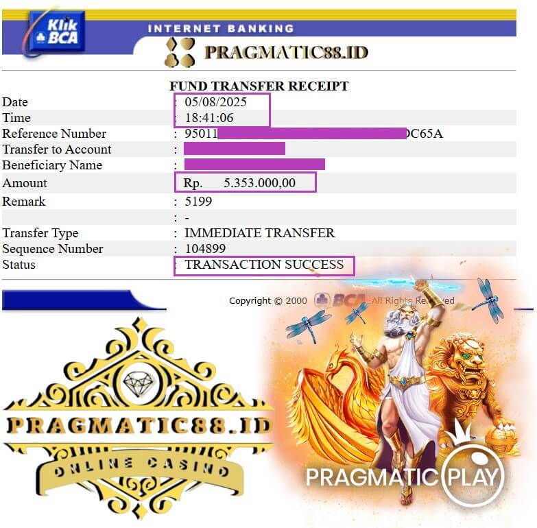 Bukti Transfer Kemenangan Michael Clark