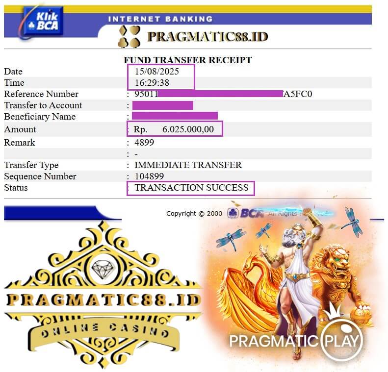 Bukti transfer kemenangan gw di Live22