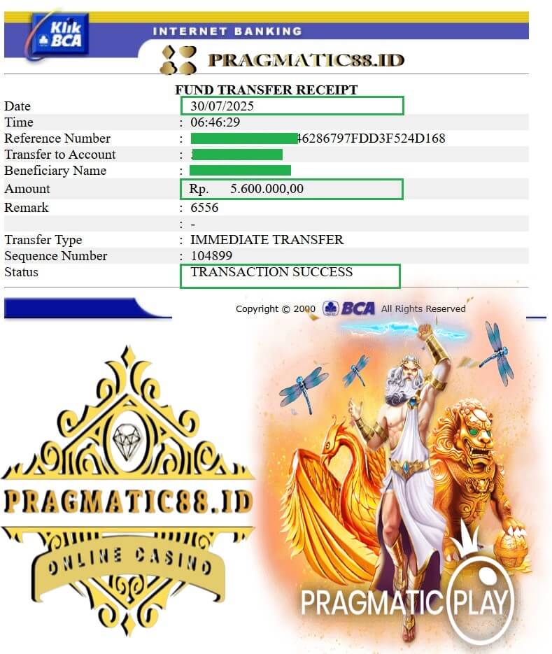 Bukti transfer kemenangan gue