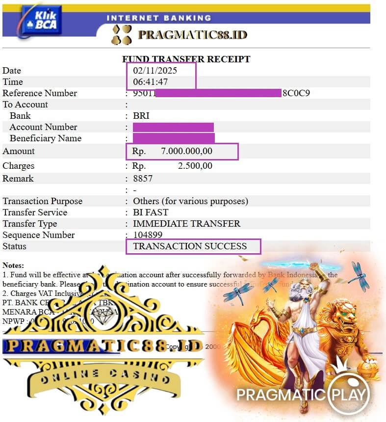 Bukti transfer kemenangan besar gw