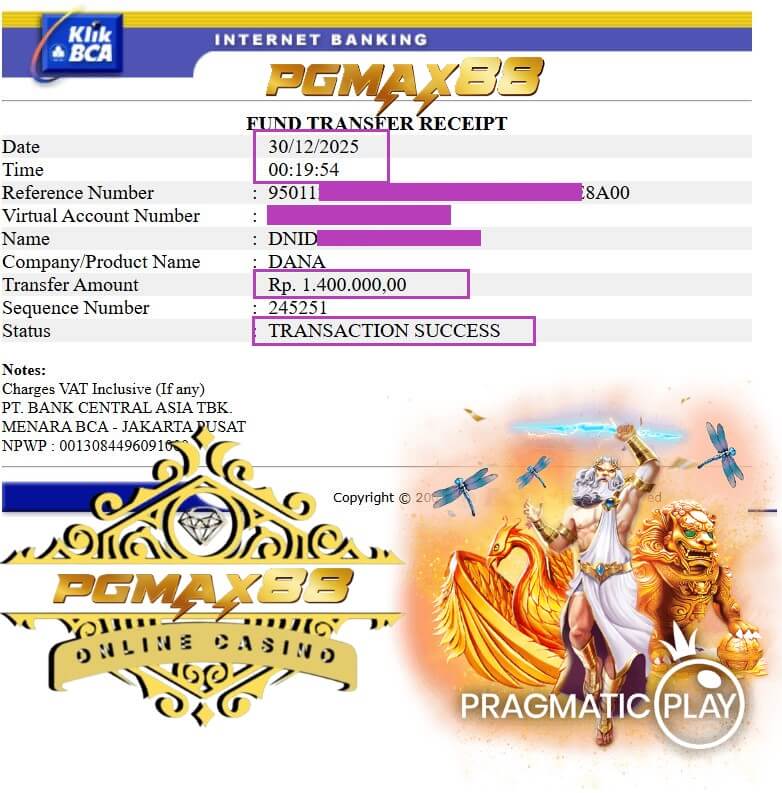 Bukti transfer jackpot 918KISS ke rekening gue