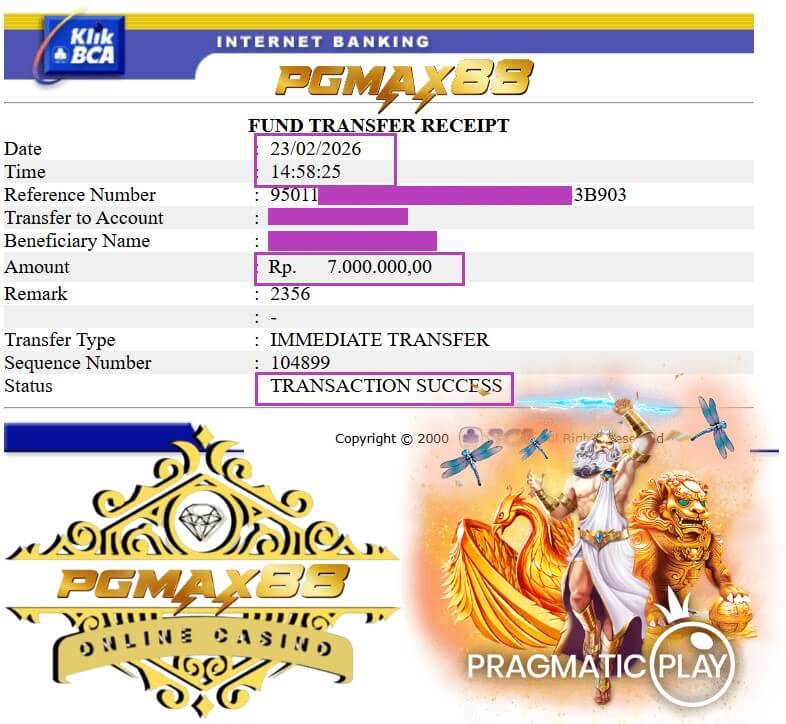 Bukti transfer kemenangan gue