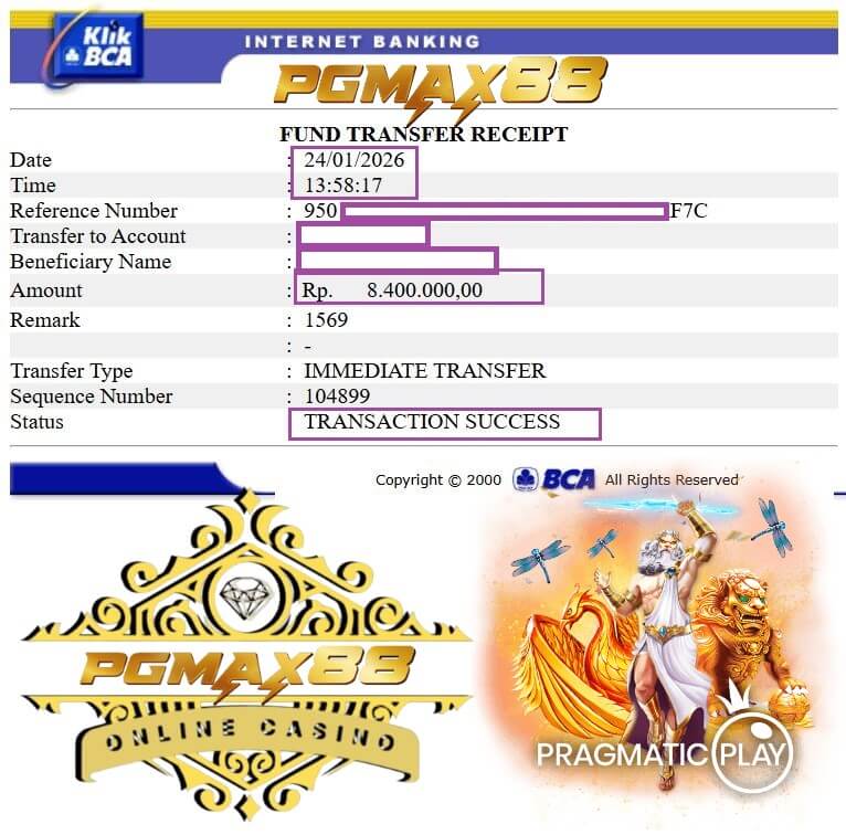 Bukti transfer jackpot gue, nominal gila buat shelter kayak gini