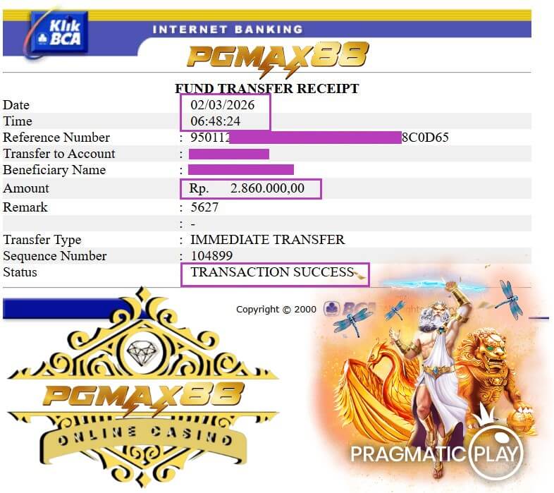 Bukti transfer kemenangan MEGA888 tengah malam