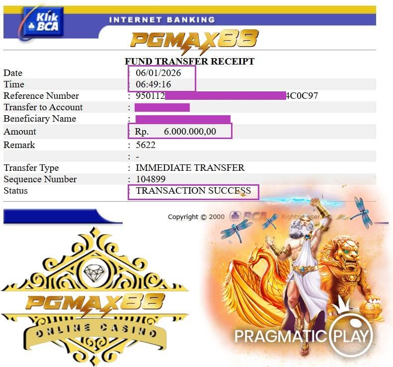 Bukti transfer kemenangan gue dari arena NTC33