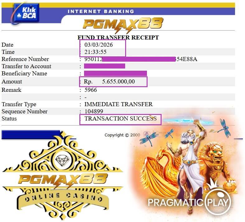 Bukti transfer kemenangan Live22 yang bikin lega