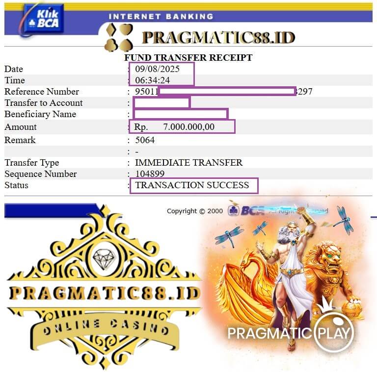 Bukti transfer kemenangan gw