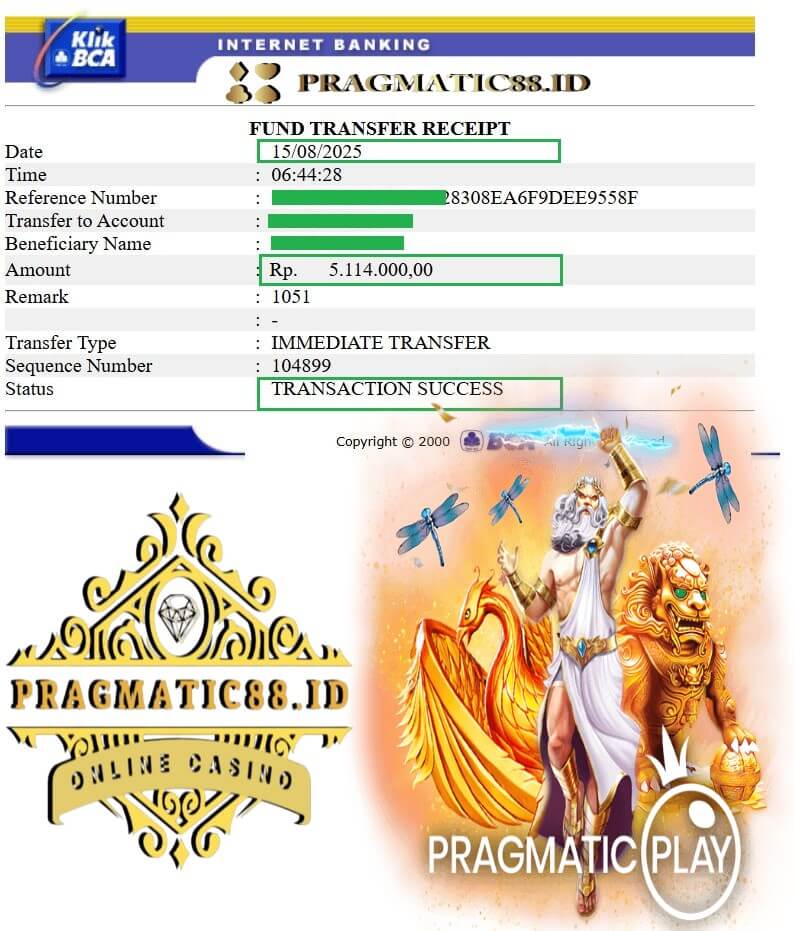 Bukti transfer kemenangan gue