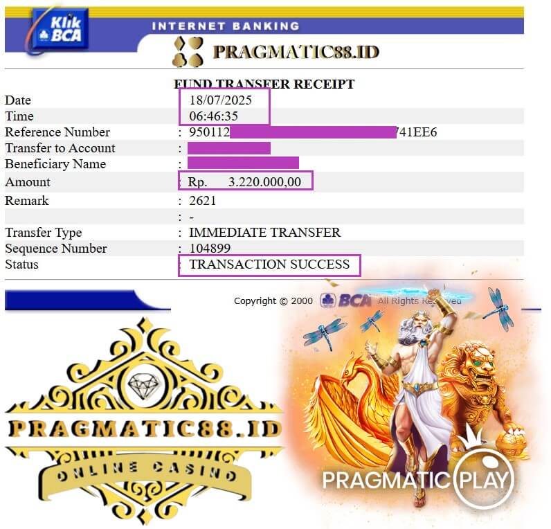 Bukti transfer kemenanganku di Live22