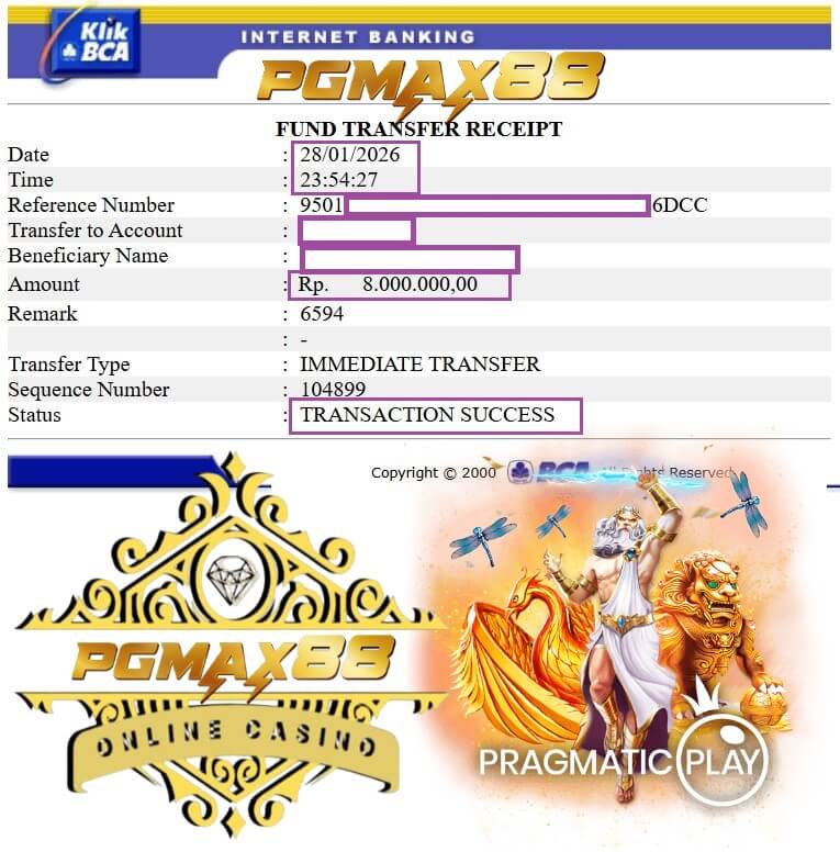 Slip transfer bank bukti kemenangan gue dari sesi grind marathon