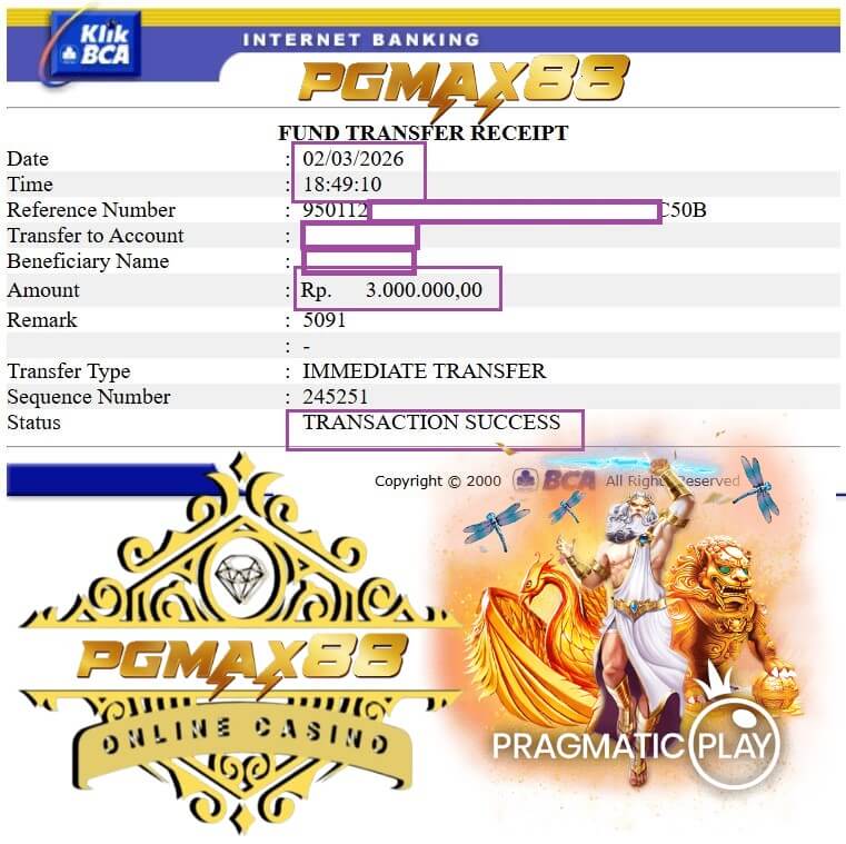 Bukti transfer jackpot slot malam ini