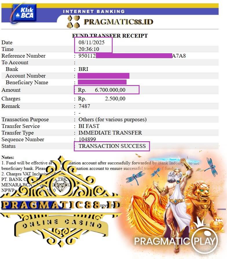 Bukti transfer kemenangan besar gw di NTC33