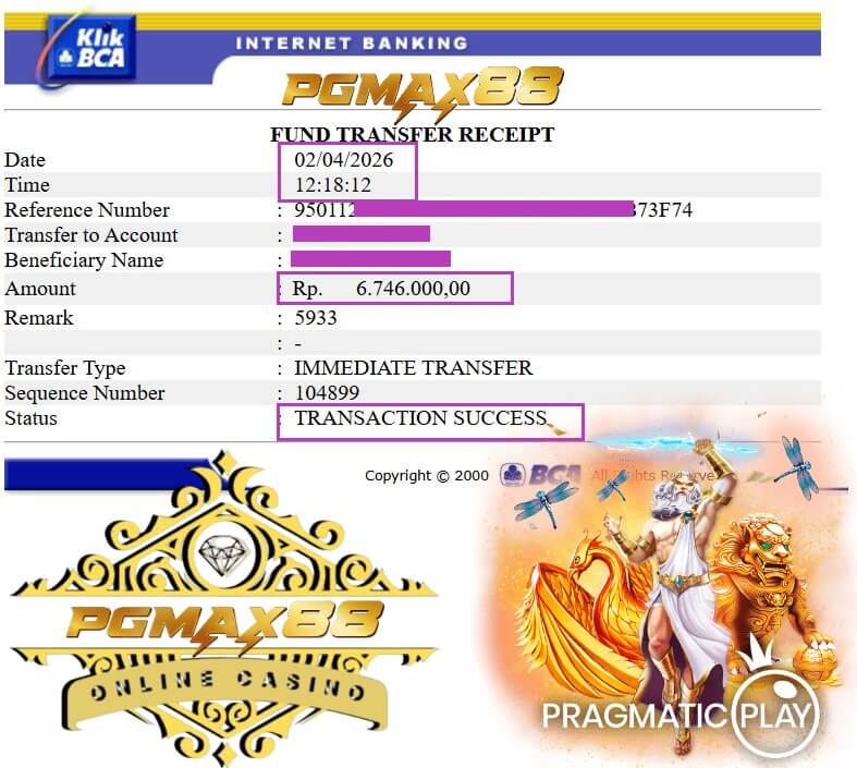 Slip transfer bukti kemenangan Live22