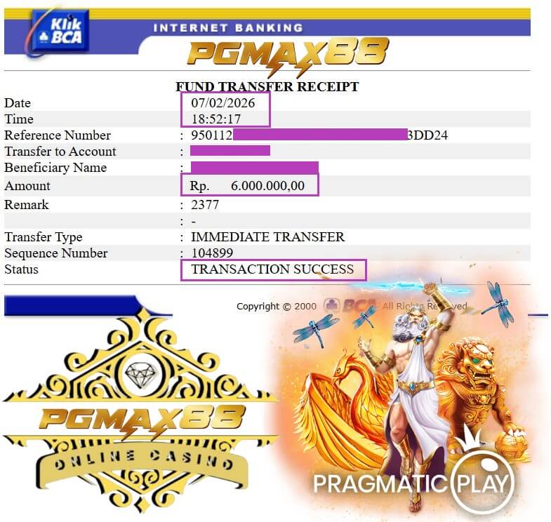 Slip transfer bukti kemenangan turnamen Live22