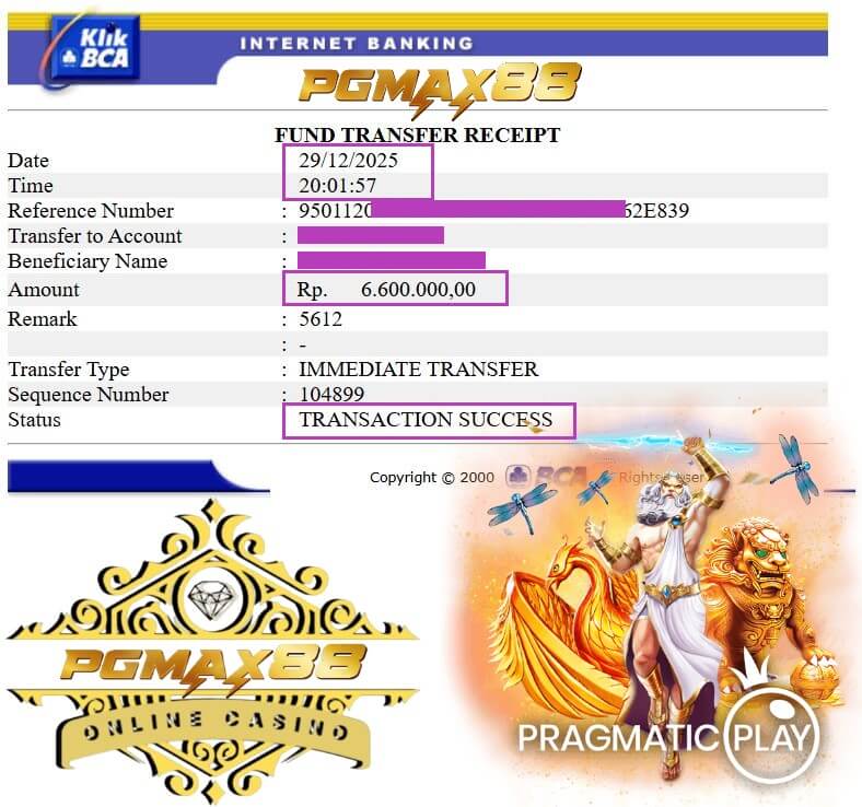 Slip transfer bank bukti kemenangan dari teka-teki kamar misteri