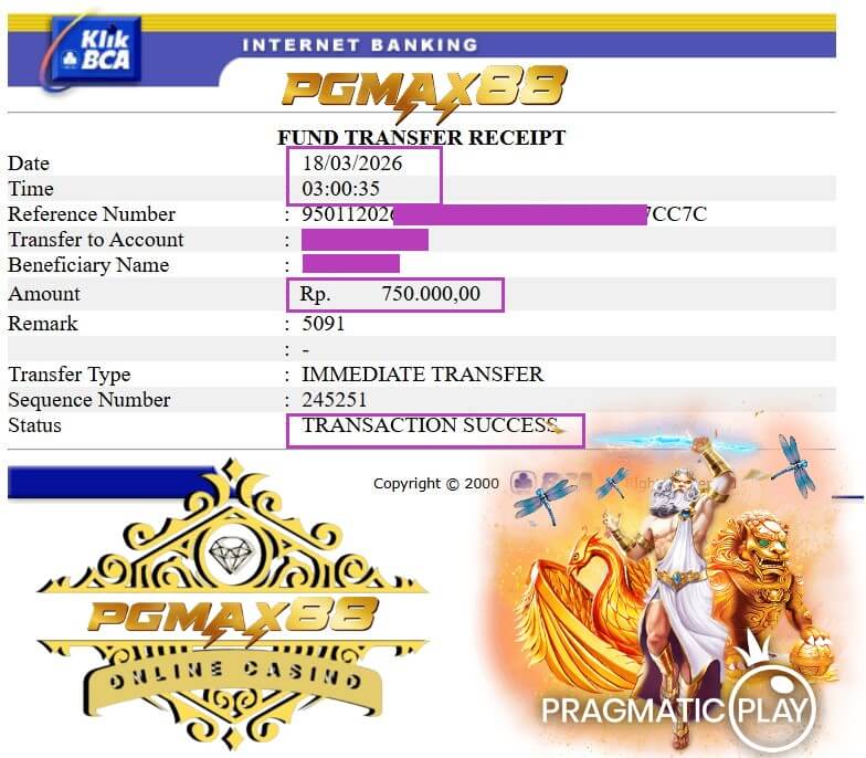 Bukti transfer jackpot dari 918Kiss