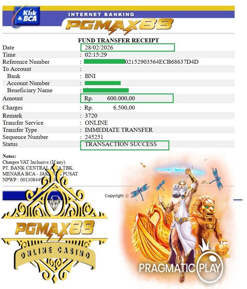 Slip transfer bank bukti kemenangan gue dari 918Kiss