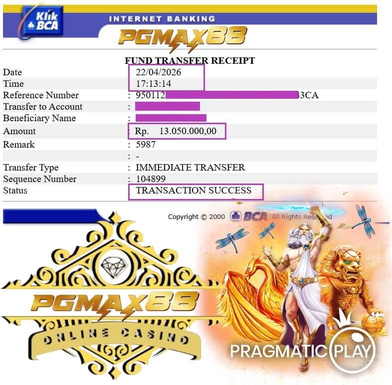 Bukti transfer kemenangan gue yang bikin senyum lebar