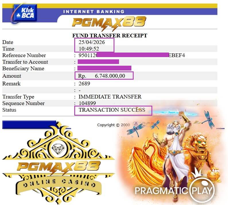 Bukti transfer bank jackpot gue