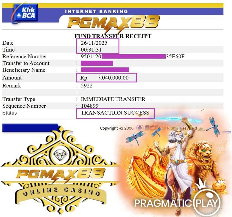 Bukti transfer kemenangan gue yang bikin merinding