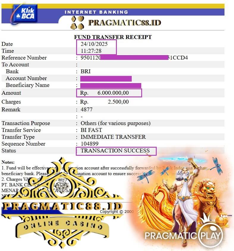 Bukti transfer jackpot gue malam ini