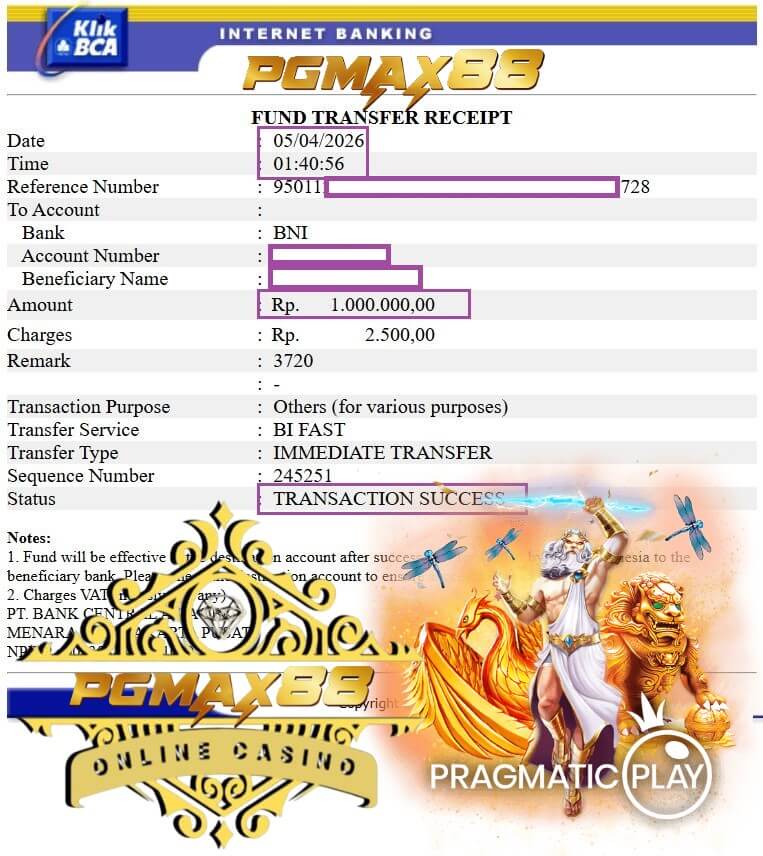 Bukti transfer kemenangan kami dari sesi grind subuh