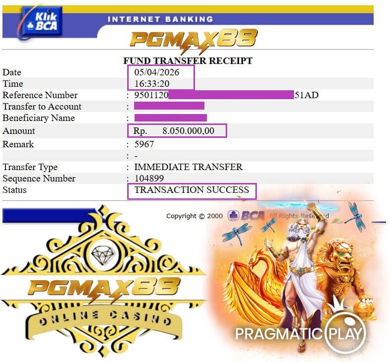 Bukti transfer kemenangan gue dari Ace333, nominalnya bikin senyum lebar