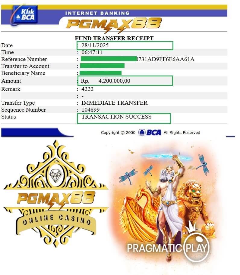 Slip transfer bank bukti kemenangan gaming