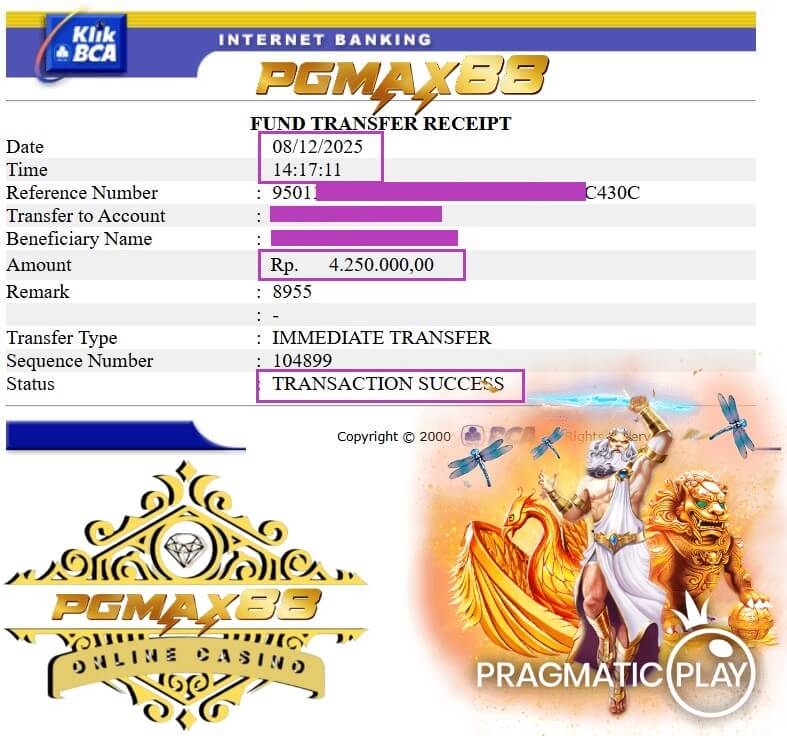 Bukti transfer jackpot gue dari ACE333